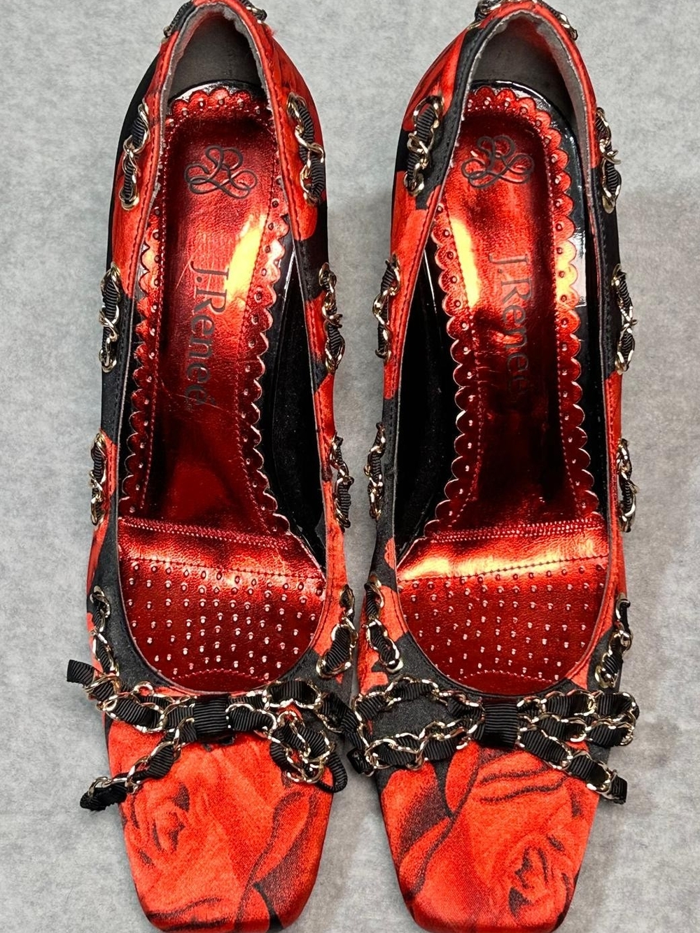J. Renee Vintage Red Floral Women's Heels Size 8